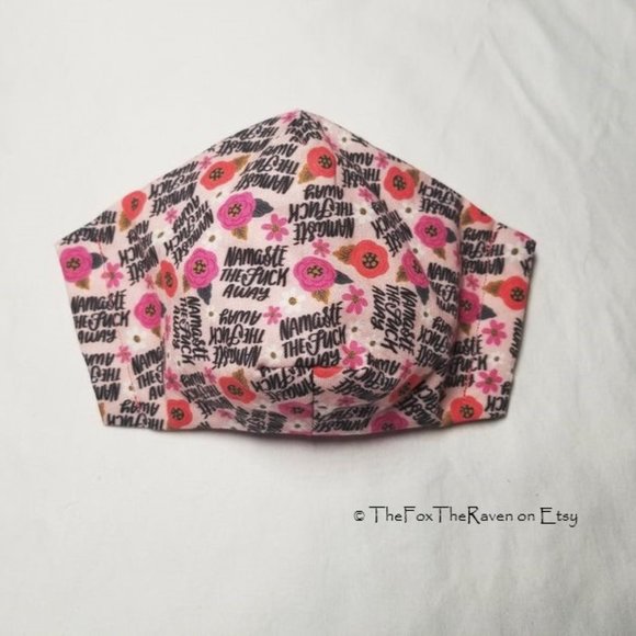 Pretty Flowers and Swears Fitted Face Mask - Picture 3 of 8
